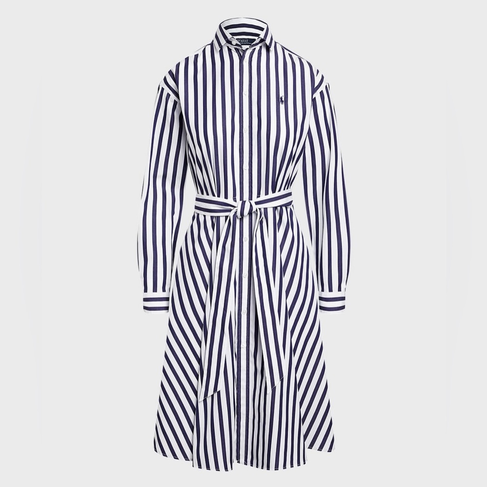 Polo Ralph Lauren Belted Striped cotton shirtdress